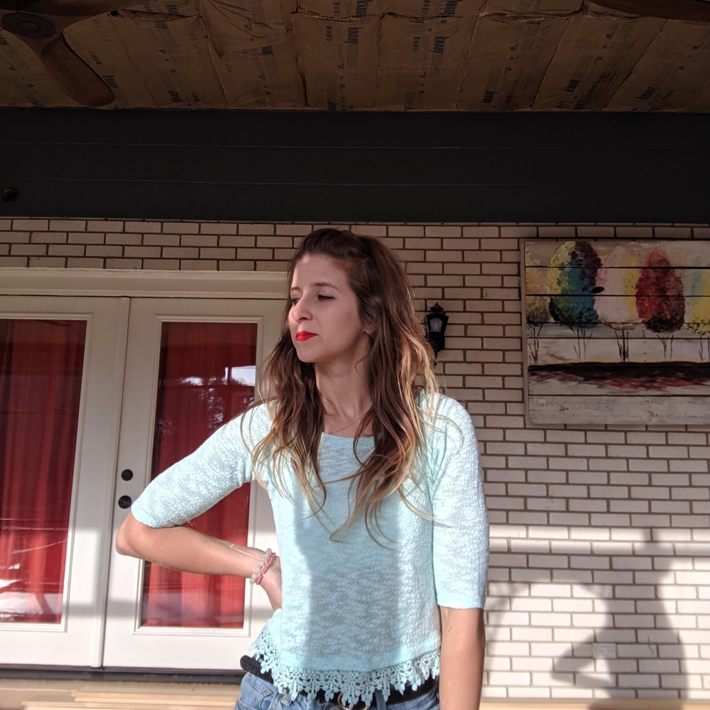 Turquoise Lacy Sweater